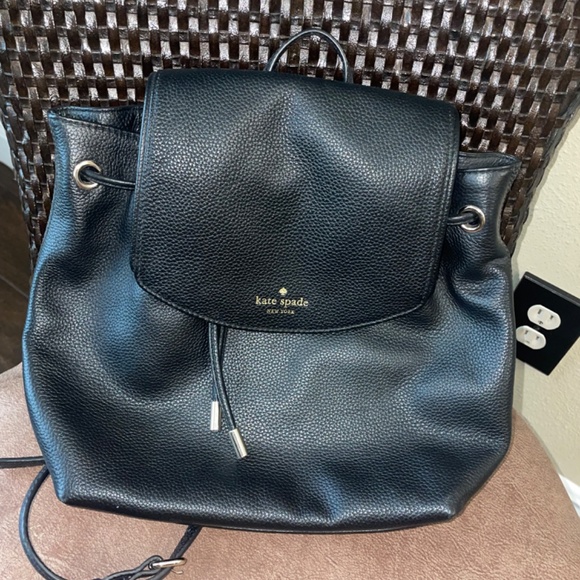 KATE SPADE new black leather bucket and drawstring bag